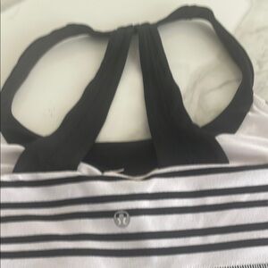 Lululemon Athletica Black and White Striped Tank Top